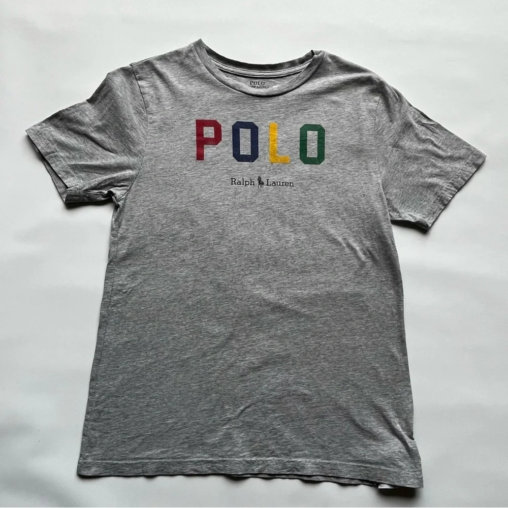 Polo by Ralph Lauren Kids Gray Tee with Multicolor Logo Large 14-16